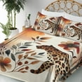 thumbnail image 3 of Ambesonne Leopard Fitted & Top Sheet Set with Shams, Wild Autumn Woodland Art, Burnt Sienna Amber and Grey, 3 of 5