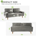 thumbnail image 3 of Vesgantti Mid Century Modern Velvet Loveseat with 2 Bolster Pillows, Grey, 3 of 7