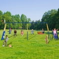 thumbnail image 5 of 8 in1 Swing Sets for Backyard with Kids Slide Outdoor Heavy-Duty Metal Playset for Kids 550lbs Swing Set with Slide, Saucer Seat, 2 Belt Seat, Soccer Goals, Glider,Baby Swing Set and Baketball Hoop, 5 of 16