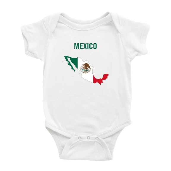 Mexico Map Flag Cute Baby Clothes Unisex (White, 3-6 Months)