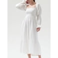 thumbnail image 2 of xiaxaixu Femmes Robes de Plage Longue Robe Manches Longues Épaule Couleur Unie / Robe Florale, 2 of 7