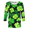 thumbnail image 5 of Ltctricy Women's Plus Size St. Patrick's Day Tops Fashion 3/4 Sleeve Crewneck Casual Shirts Lounge Spring Comfy Loose Blouse, 5 of 5