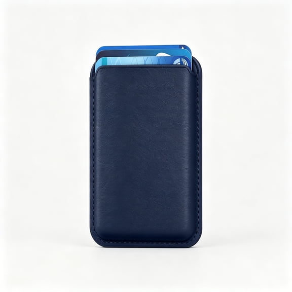GJX Magnetic Wallet Pu Leather Card Holder for Magsafe,Strong Magnetic Attachment for Iphone 17/16/15/14/13/12 Series,N52 Magnets,Rfid Blocking Slim Wallet,Vegan Leather Minimalist Design,Blue