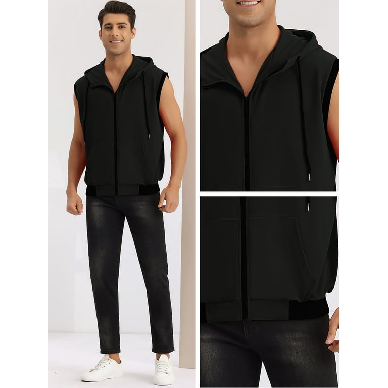 Unique Bargains Men's Hoodie Vest Zip Up Sleeveless Unique Bargains Men's Hoodie Vest Zip Up Sleeveless