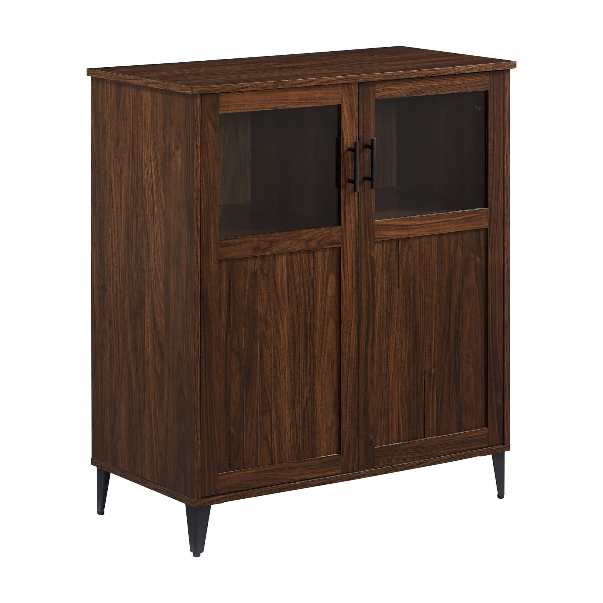 Walker Edison Transitional Grooved Door Accent Cabinet, Dark Walnut