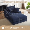 thumbnail image 3 of 68" Oversized Chaise Lounge Chair Indoor, Holaki Corduroy Upholstered Boneless Sofa Bed with 2 Cup Holder & Throw Pillow, Comfy Cloud Sofas Couch for Living Room, No Assembly Required, Blue, 3 of 8