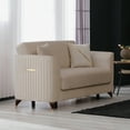 thumbnail image 3 of Ottomanson 61" Convertible Loveseat Sleeper with Storage, Modern Microfiber Sofa for Small Spaces, Beige, 3 of 5