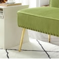 thumbnail image 5 of 46.5 Inch Pleated Velvet Upholstered Bench, Modern Tufted Dining Bench Loveseat Couch with Backrest and Metal Legs, Padded Bed End Bench Chair for Entryway Living Room Bedroom, Green, 5 of 5