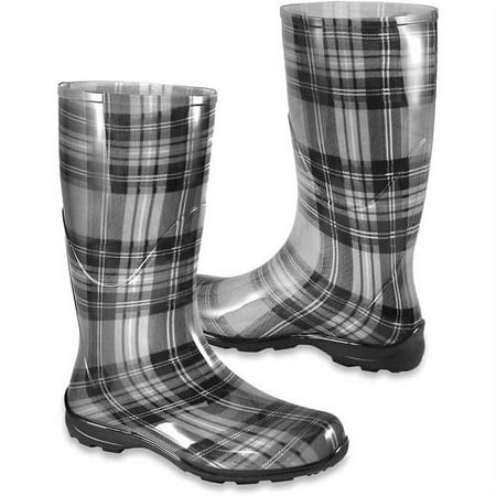 Women's Plaid Print Rain Boots