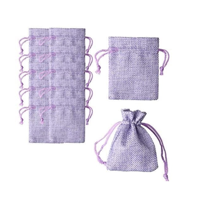 20 Pieces Purple Burlap Bags with Drawstring Gift Bags Jewelry Pouch