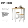 thumbnail image 2 of Barra Desayunador De Madera 2 Personas, Incluye Taburetes ELLEGANCE HOUSEWARE KT00545, 2 of 5