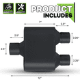 thumbnail image 4 of Magshion Black 2.5" Inlet 2.25" Outlet Stainless Steel Dual Chambered Exhaust Muffler Straight-Through Round Tip, 4 of 10