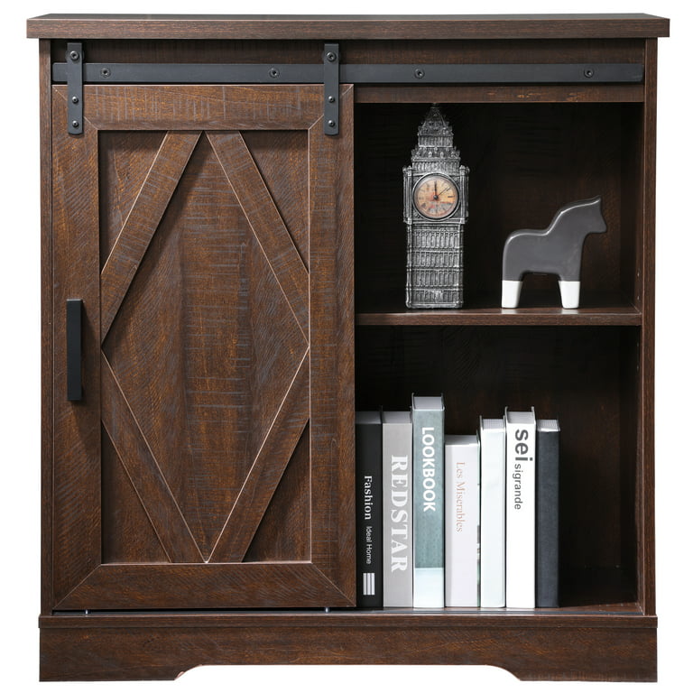 Wampat Farmhouse Accent Cabinet Entryway Furniture, Rustic Brown