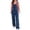 Blue, variant on Womens Solid Color Buttoned Denim Jumpsuit With Shoulder Straps