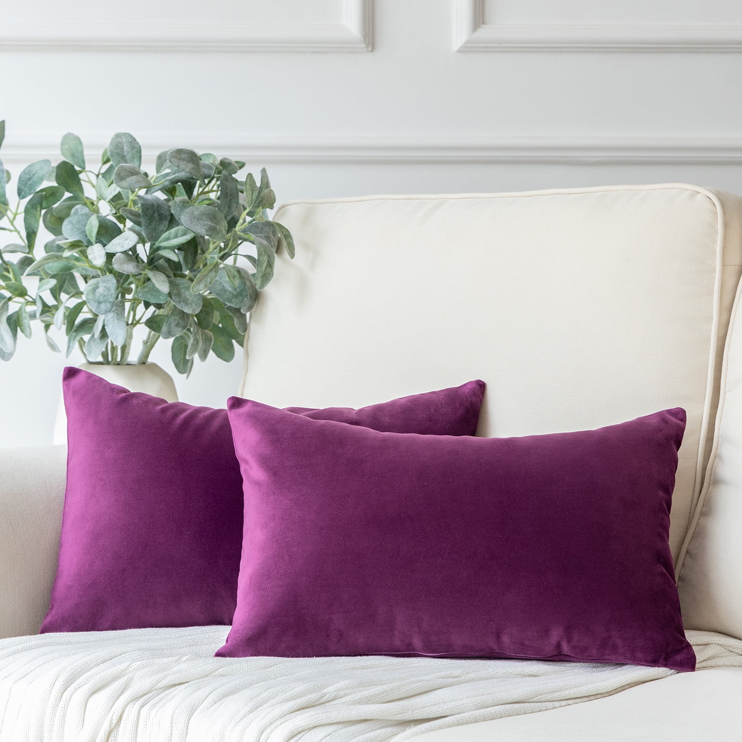 Phantoscope Soft Silky Velvet Series Square Decorative Throw Pillow