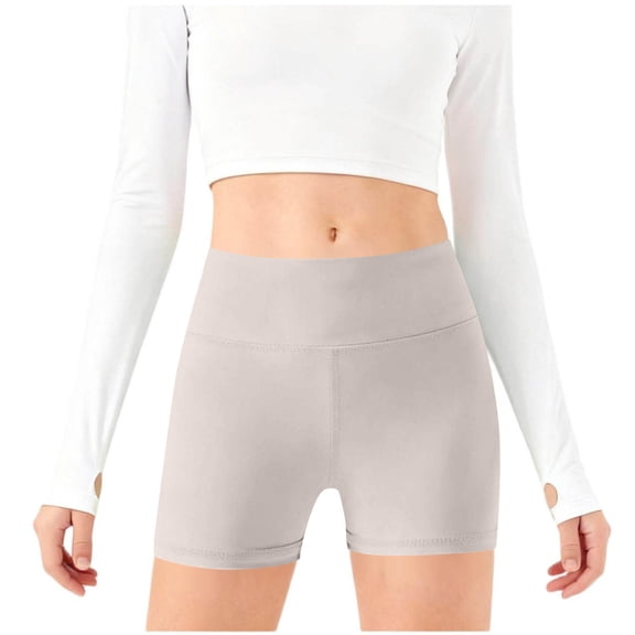 Trikvn Girls High Waisted Workout Shorts Tummy Control Yoga Biker Shorts Athletic Running Dance Activewear Spandex Stretch Volleyball Gymnastics Summer Bottoms
