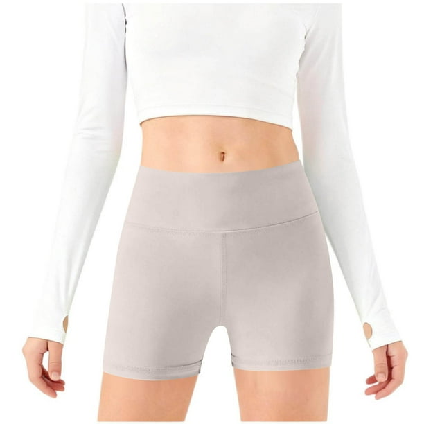 Pantalones cortos de yoga para niñas, pantalones cortos de baile y gimnasia para niños, pantalones cortos deportivos elásticos de cintura alta para niñas, pantalones de poliéster para niñas
