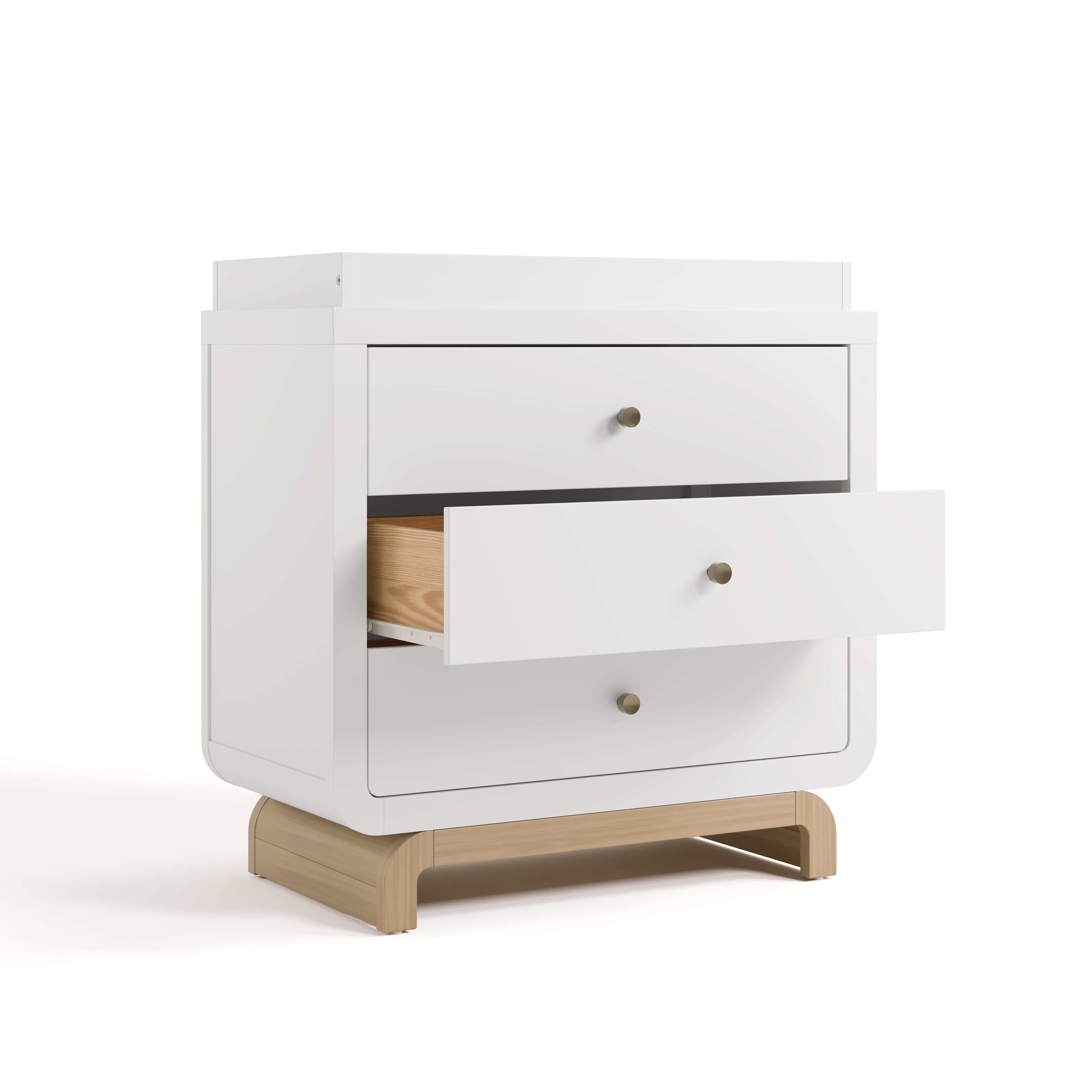 Art of Nursery by Storkcraft Santorini 3 Drawer Dresser with Infant Changing Topper, White with Driftwood