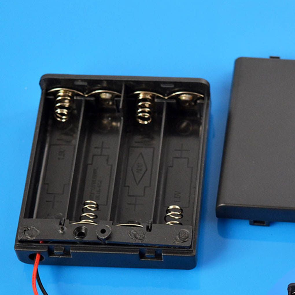4x AA Batteriehalter Schwarz - Batteriebox Mit Deckel & Schalter Für 6V