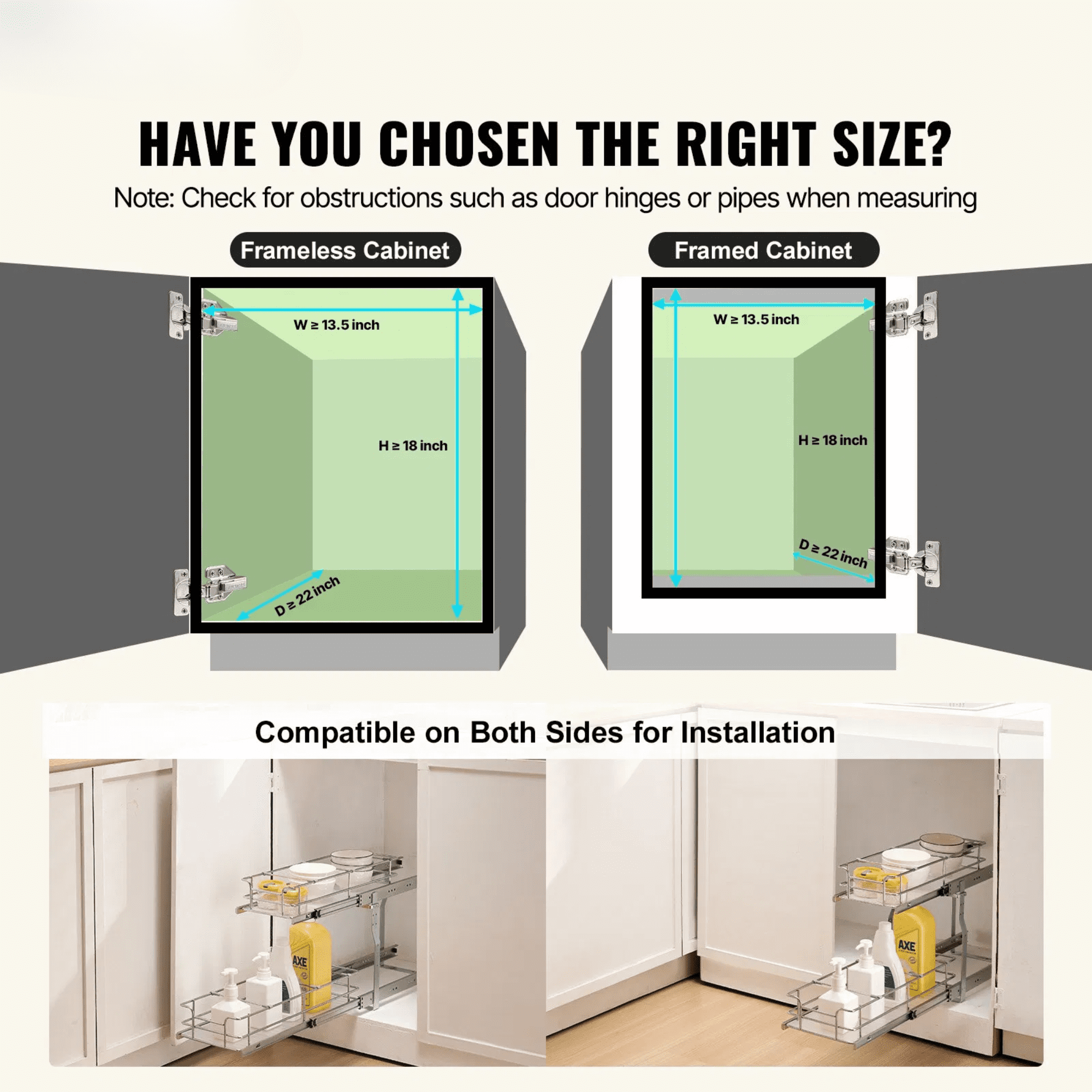 2 Tier Pull Out Cabinet Organizer, 12” W x 21” D Heavy Duty Sliding Pantry Shelves with Dividers, Steel Roll-Out Drawer for Kitchen Cabinet & Under Sink Storage