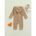 thumbnail image 4 of xiaxaixu Baby Hooded Romper, Warm Long Sleeve Button Down Pocket Jumpsuit, 4 of 9