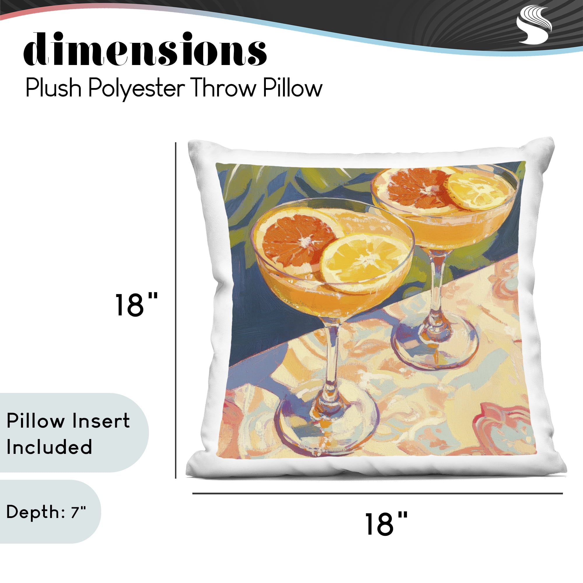Stupell Industries Fruity Summer Cocktails Decorative Printed Throw Pillow, design by Petal Prints Design, 18 x 7 x 18