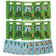 Minecraft Party Favor PresNok Bags for Kids with Sticker Sheet, 10 Pcs Kids Paper Gift Bags - Party Supplies for Birthday Party