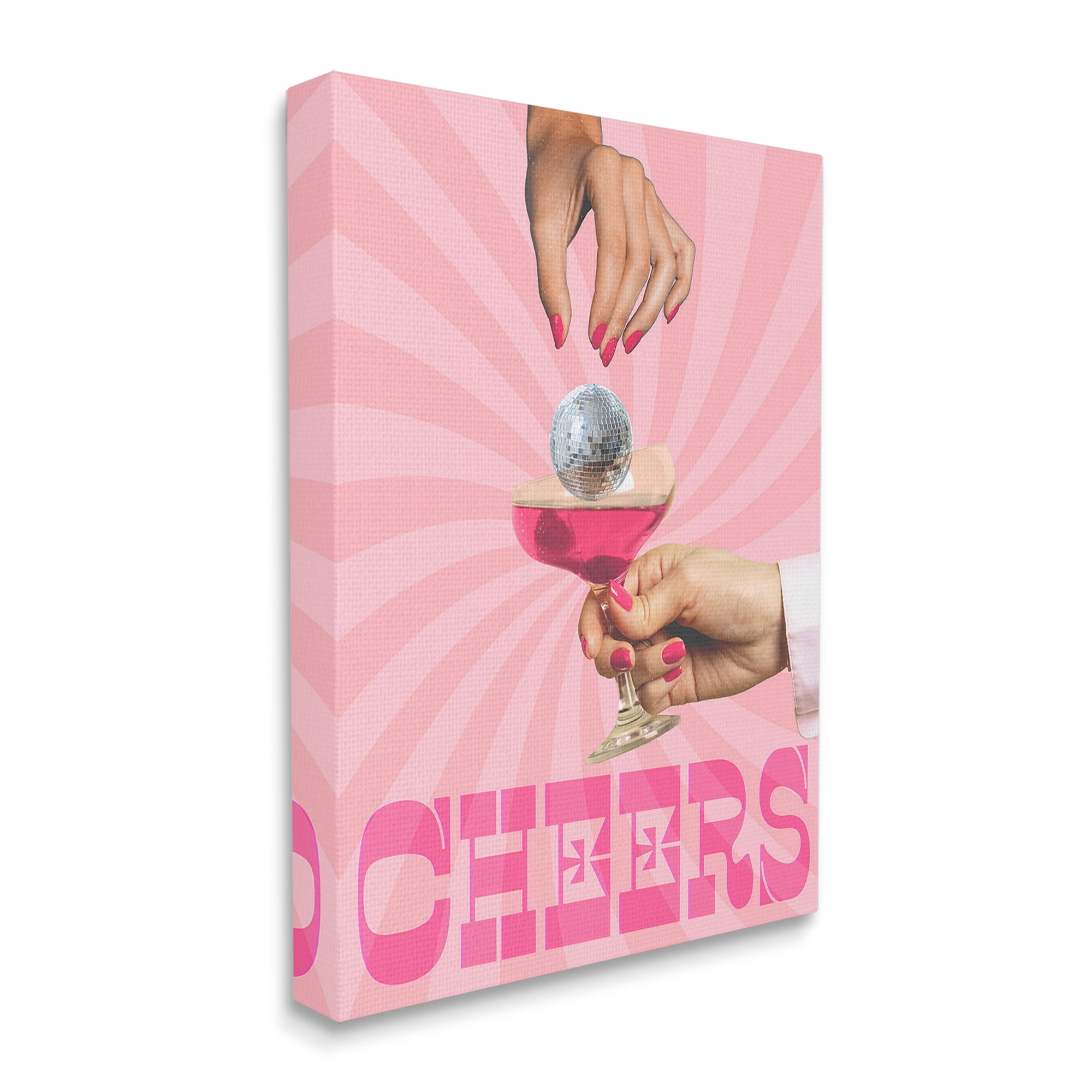 Stupell Industries Cheers Disco Drink Food & Beverage Painting Gallery Wrapped Canvas Art Print Wall Art, 36 x 48