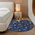 thumbnail image 2 of Blue Christmas Round Area Rug 4Ft Washable Circle Rugs for Bedroom Dining Room, Winter Pine Tree Gold White Snowflakes Non-Slip Carpet Floor Mats Indoor Outdoor Carpet Runner Aesthetic Home Decor, 2 of 8