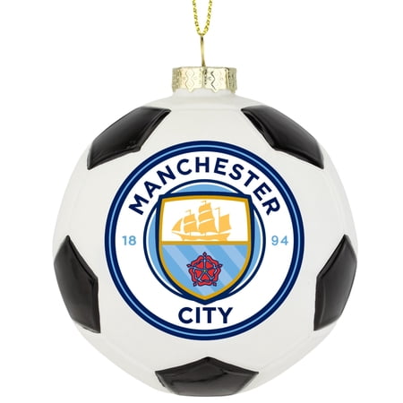 Tree Buddees x Manchester City F.C. Official Football Club Bauble Limited Edition Christmas Ornament – Glass Soccer Ball