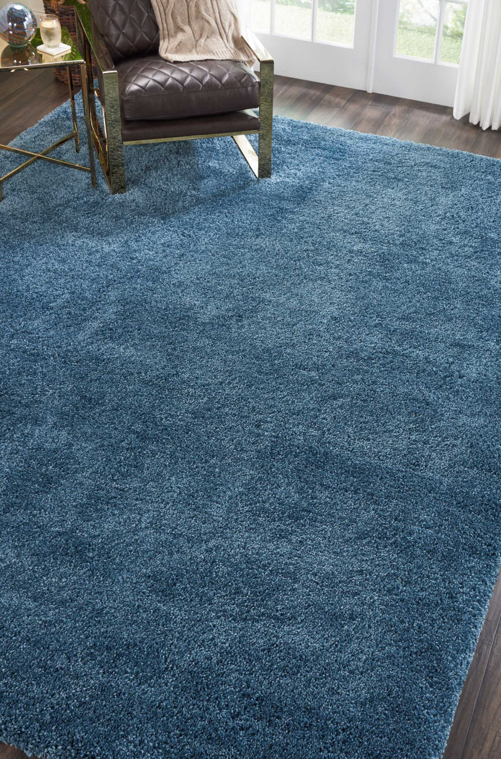 Malibu Shag Solid Blue Area Rug