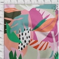 thumbnail image 4 of oneOone Tissu Popeline de Coton Pêche Foncé Formes Abstraites Géométriques avec Feuilles Tissu Imprimé au Mètre 42 Pouces de Large, 4 of 4