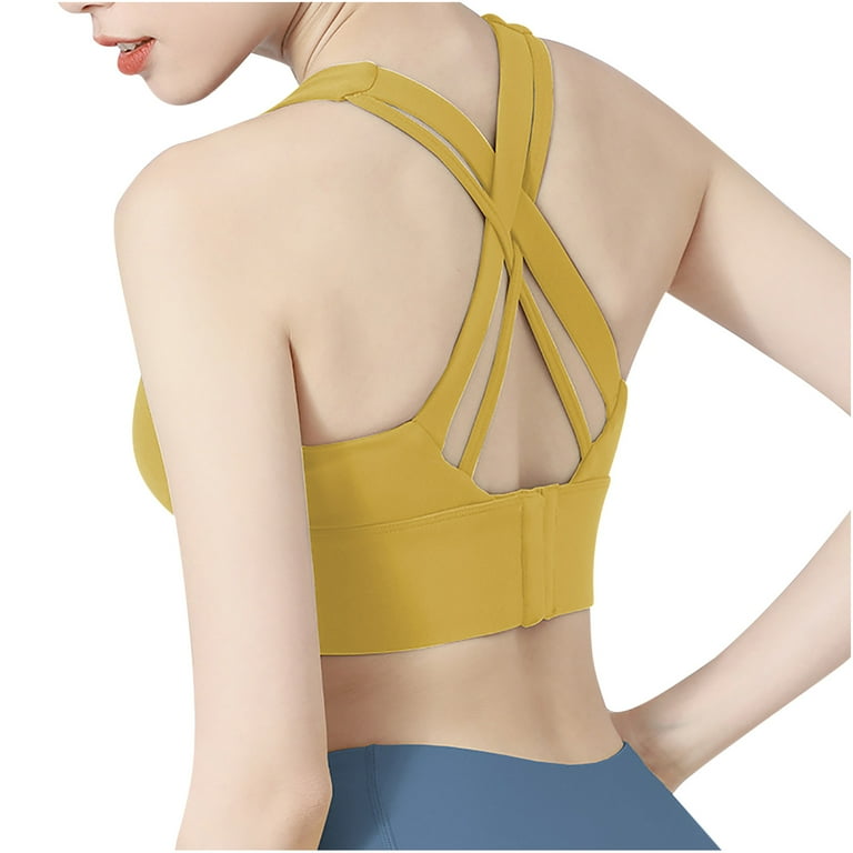 High Elastic Nude Longline Sports Bra Tank For Women Crossed