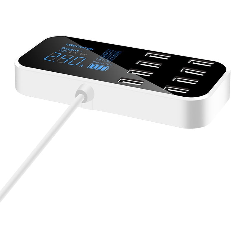 TR-g40W 8 Ports USB Car Charger QC3.0 PD Type C Fast Phone Charger with LED Display Multi USB