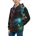 thumbnail image 2 of Rocae Neon Spectrum Cat Portrait for Hoodie for Boys Sweatshirts for Teen Girls Youth Hoodie-Medium, 2 of 6