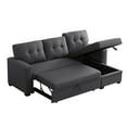 thumbnail image 3 of Aukfa 83" Sofa Bed, Sleeper Sofa, Pull Out Bed w/ Storage Chaise for Living Room, Linen, Dark Gray, 3 of 10