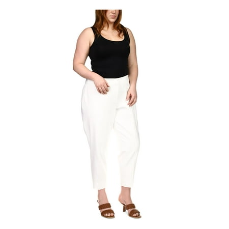 MICHAEL MICHAEL KORS Womens White Zippered Hook And Bar Closure Faux Pocket Wear To Work Capri Pants Plus 14W Walmart