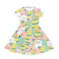 thumbnail image 2 of Uourmeti Easter Dress for Girls 10-12Y Casual Bunny Print Short Sleeve Swing Dresses Colorful Egg Crew Neck Midi Holiday Party Dress with Pockets, 2 of 6