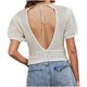 thumbnail image 4 of Fiudx Tops para Mujer Blusa Cómoda de Punto Elástico Informal Sólida con Cuello En V y Manga Corta para Mujer a La Moda, 4 of 4