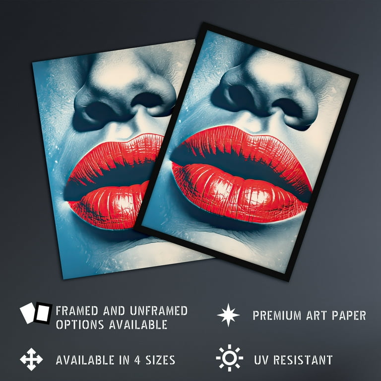 Irresistible Lips Lipstick Love Seduction in Blue and Red Art