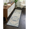 thumbnail image 3 of Unique Loom Turin Augustus Rug Blue/Ivory 2' 7" x 12' 2" Runner Border Bohemian Perfect For Bathroom Hallway Mud Room Laundry Room, 3 of 9