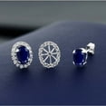 thumbnail image 4 of Gem Stone King 2.04 Cttw Oval Blue Sapphire Removable Jacket Stud Earrings for Women | 925 Sterling Silver | Gemstone Birthstone | Oval 7X5MM | Fine Jewelry Gifts for Her Mom Women Wife, 4 of 4