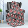 thumbnail image 4 of Geometric Circle Soft Flannel Fleece Throw Blanket, Interlace Spiral Labyrinth Blind Oval Linked Mosaic Image Print, Cozy Plush for Indoor and Outdoor Use, 50" x 60", Red Black, by Ambesonne, 4 of 5