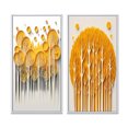 thumbnail image 2 of Designart "Quill Minimalism Yellow Trees in the Forest III" Landscape Trees Framed Wall Art Set Of 2 - Traditional Yellow Gallery Wall Frame Set For Home Decor, 2 of 6