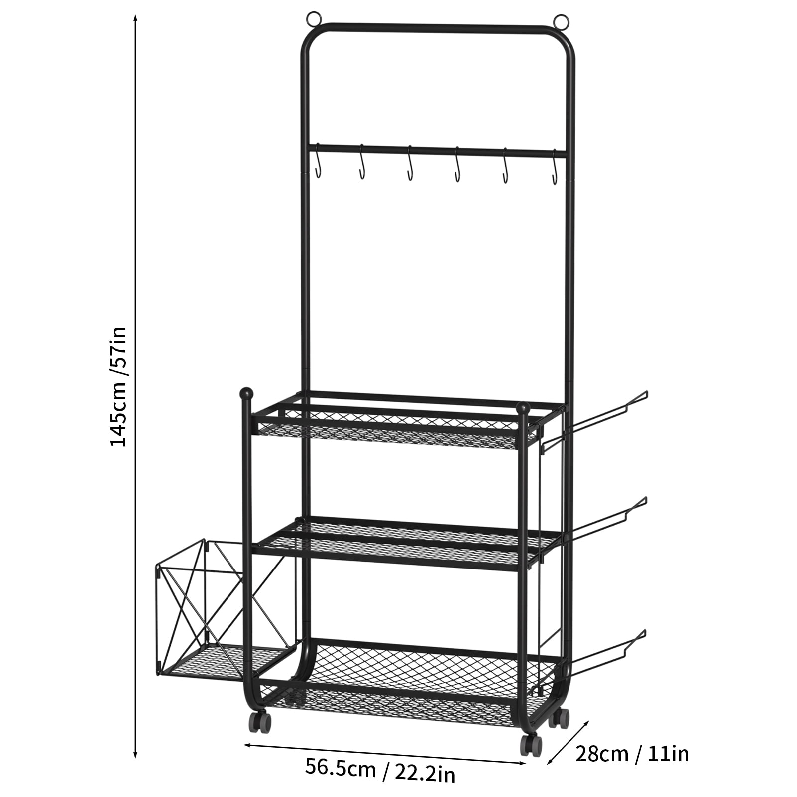 Trendix Dumbbell Rack, Weight Rack for Dumbbells, Yoga Mat Storage Rack, All in One Workout Storage with Wheels and Hooks for Kettlebells Foam Roller, Powder Coated Finish Steel