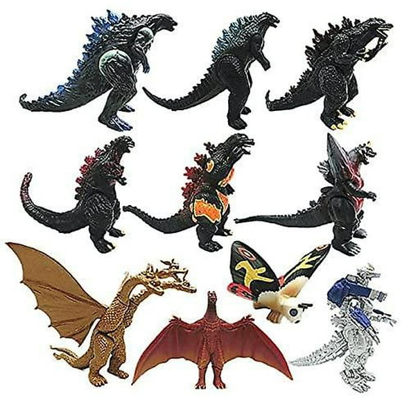 10pcs Dinosaur Toys Action Figures King Of The Monsters Mini Dinosaur Mothra Imago Burning Heisei Mecha Ghidorah Playsets