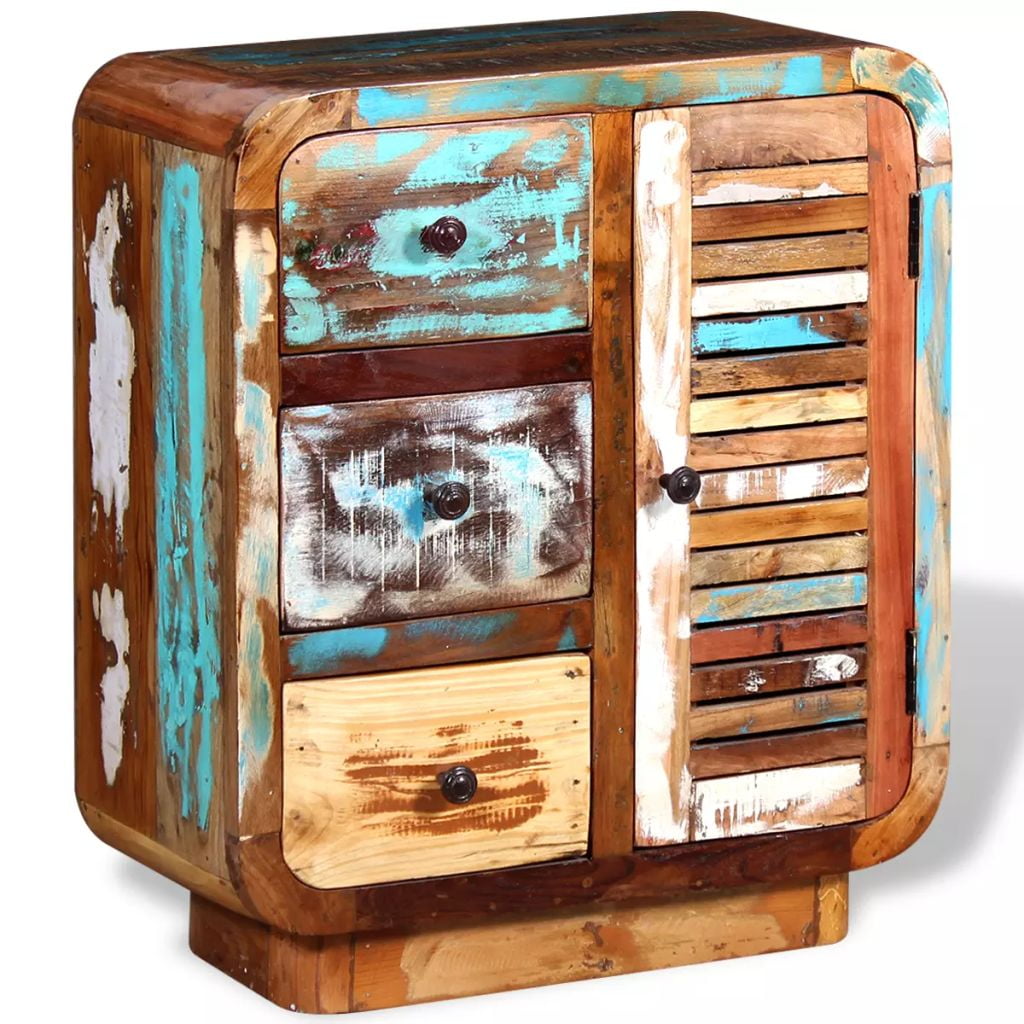 Solid Reclaimed Wood Sideboard, Antique Retro Highboard Console Cabinet