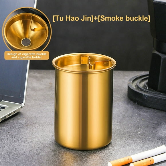 Vacemry Stainless Steel Ashtray, Windproof Outdoor Ashtray With Lid, Heavy Duty Commercial Hotel Restaurant Bar Patio Deck Poolside Smoking Receptacle, Durable Metal Ash Tray