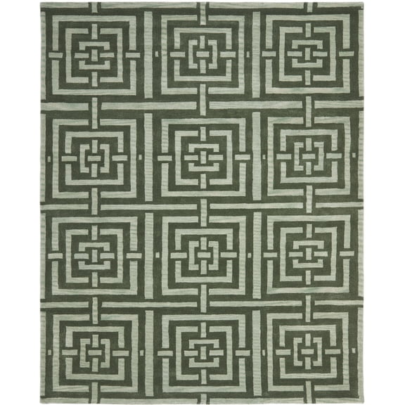 SAFAVIEH Wyndham Major Geometric Wool Area Rug, Sage, 5' x 8'