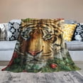 thumbnail image 5 of Creowell Lightweight Flannel Blanket Tiger Roses Multifunctional All Season 30*40in, 5 of 7